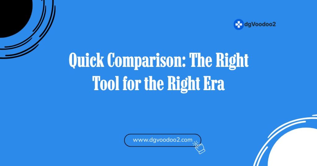 quick comparison the right tool for the right era